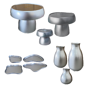 Kit Só Boleiras Festejar Prata Decorativo Para Mesa Festa