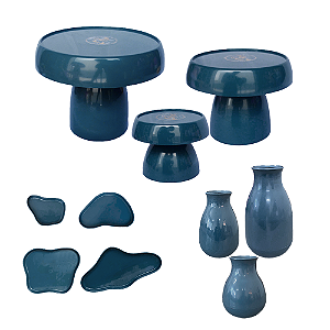 Kit Só Boleiras Festejar Azul Gris Decorativo Para Festa