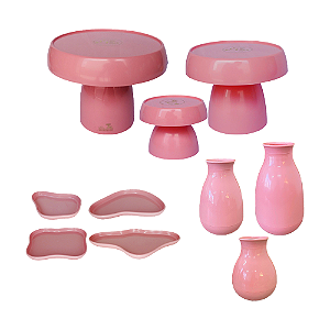Kit Só Boleiras Festejar Rose Decorativo Para Mesa Festa