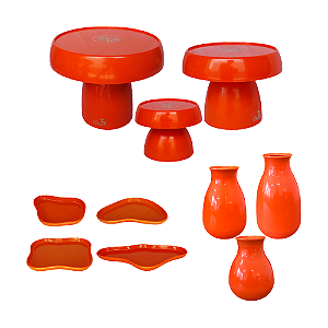 Kit Só Boleiras Festejar Laranja Decorativo Para Mesa Festa