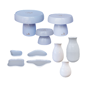 Kit Só Boleiras Festejar Branco Decorativo Para Mesa Festa