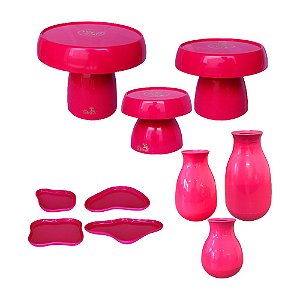 Kit Só Boleiras Festejar Pink Decorativo Para Mesa Festa