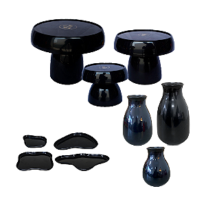 Kit Só Boleiras Festejar Preto Decorativo Para Mesa Festa
