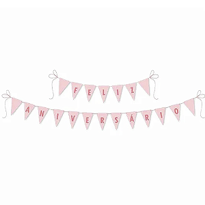 Faixa Feliz Aniversário Decorar Rosa Candy Live Colors Junco