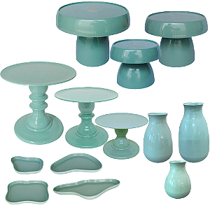 Kit Só Boleiras Decorador Verde Menta Para Mesa De Festa