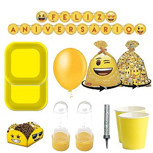 Kit Festivo Aniversário Emoji Decoração Festa Temática