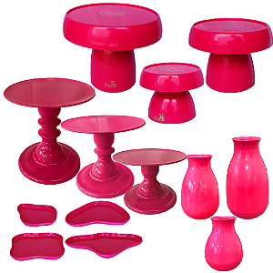 Kit Só Boleiras Decorador Pink Para Mesa De Festa