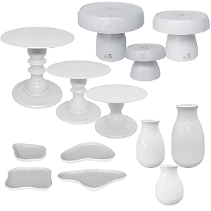 Kit Só Boleiras Decorador Branco Para Mesa De Festa