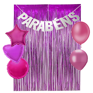 Kit Brilho Festivo Pink Decoração Comemorações