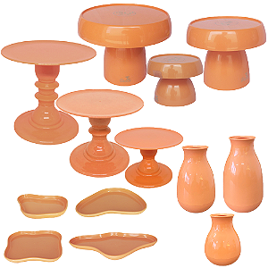 Kit Só Boleiras Decorador Papaya Para Mesa De Festa