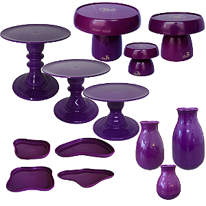 Kit Só Boleiras Decorador Roxo Para Mesa De Festa