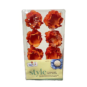 Forminha Style Laranja Decoração Para Docinhos Finos 40uni