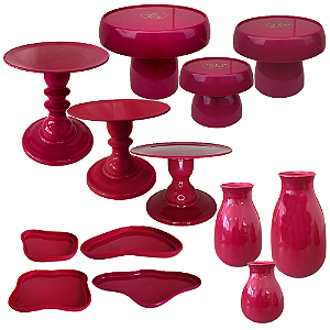Kit Só Boleiras Decorador Fucsia Para Mesa De Festa