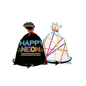 Sacolinha Surpresa Happy Neon 8un Festa Temática 14,5x25