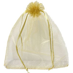 Saco Organza Ouro Embalagem Lembrancinha 25x35 10un