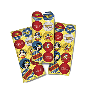 Adesivo Super Mulher Temático Decorativo Redondo 30uni