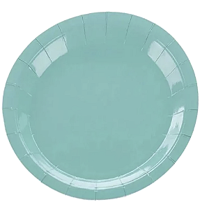 Prato De Papel Liso Verde Água 18Cm 10un Decoração Silver