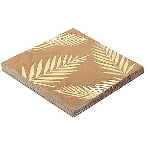 Guardanapo De Papel Folhagem Dourado Folha Dupla 20 fls 33x33