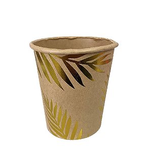 Copo De Papel Kraft Folhagens Dourado Metalizado 270ml 10 un