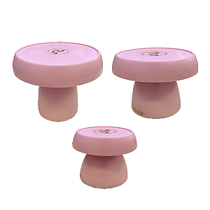 Kit Boleiras Cogumelo Foscas P M G Só Boleiras Rosa Bebê