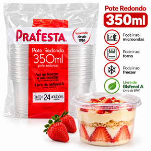 Pote Redondo Tampa Embalagem Transparente 350ml 24unid