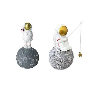 Kit Astronauta Lunar De Resina Decorativo Festa Temática