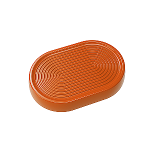 Bandeja Alegra Oblonga Frisada Laranja Decoração 24x16