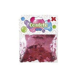 Confete Redondo Metálico Rosa Para Balões 1CM 10G Make+
