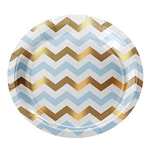 Prato De Papel Metálico Chevron 18Cm 08un Decoração Festas