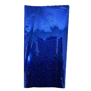 Toalha De Mesa Metalizada Azul Estrela Decorar 137x274cm