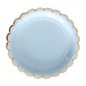 Prato De Papel Metálico Luxo Azul Candy 18Cm 08un Decoração