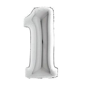 Número 1 Prata 26" 66CM Balão Metalizado Decoração