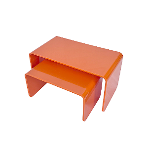 Par De Elevadores Só Boleiras Laranja Decorativos Suporte