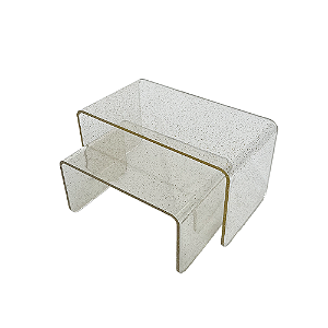 Par De Elevadores Só Boleiras Clean Glitter Dourado Suporte