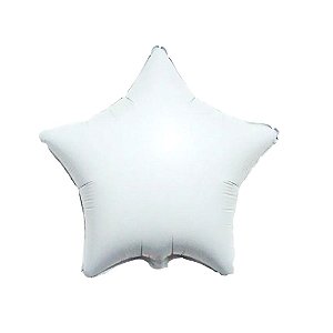 Balão Estrela 20" 50cm Branco Liso Metalizado Decoração