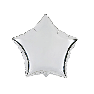 Balão Estrela 20" 50cm Prata Liso Metalizado Decoração
