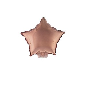 Balão Estrela 11" 28cm C/ Vareta Rose Gold Metalizado