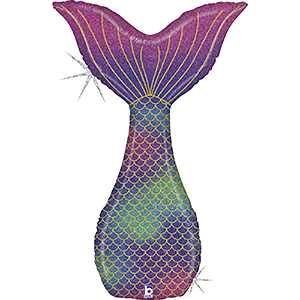 Balão Metalizado Cauda Sereia Holográfica 46" Decorar Festas