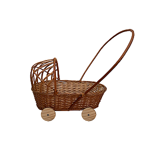 Carrinho De Bebê De Vime Médio Decorativo Para Festa Jardim