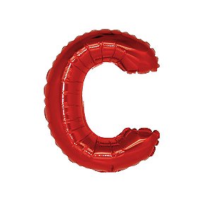 Letra C 16" 41cm Vermelha Metalizado C/Vareta Não Flutua