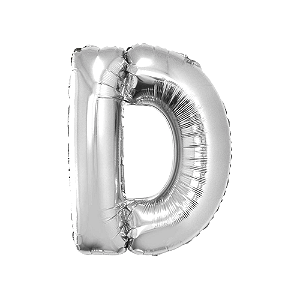 Letra D Maiúscula 16" 41cm Prata Metalizado C/Vareta Não Flutua