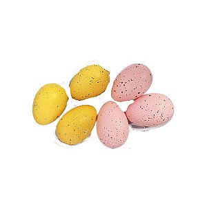 Ovinhos De Páscoa Amarelo/ Rosa Decorativo De Plástico 6un