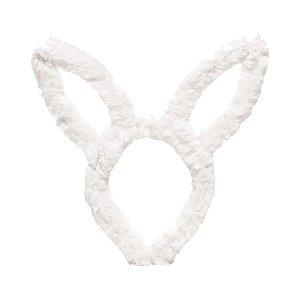 Tiara Orelhas De Coelho Peludinha Branco Decorativa Páscoa