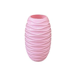 Vaso Ondulado Rosa Bebê De Plástico Decorativo Festas 23CM