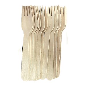 Garfo De Madeira Natural 16CM Decorativa Festas 12un