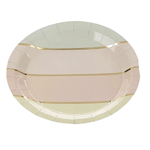 Prato De Papel Candy Com Dourado 18Cm 10un Festas Descartável