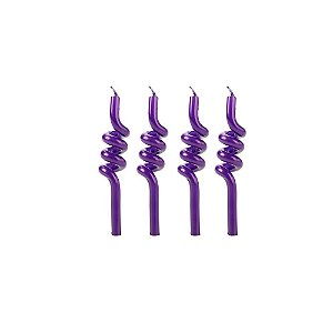 Vela Tubo Roxo Metalizada Decorativa Festas 4un Silver