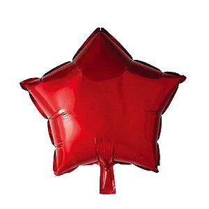 Balão Estrela Cromado Vermelho 18" 45cm Metalizado Decoração