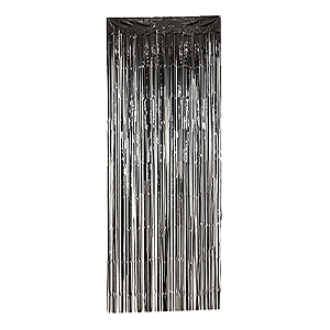 Cortina Metalizada Preto Decorativa 2x1 Silver Festas