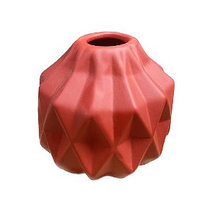 Mini Vaso Geométrico Vermelho Fosco Decorativo Flores